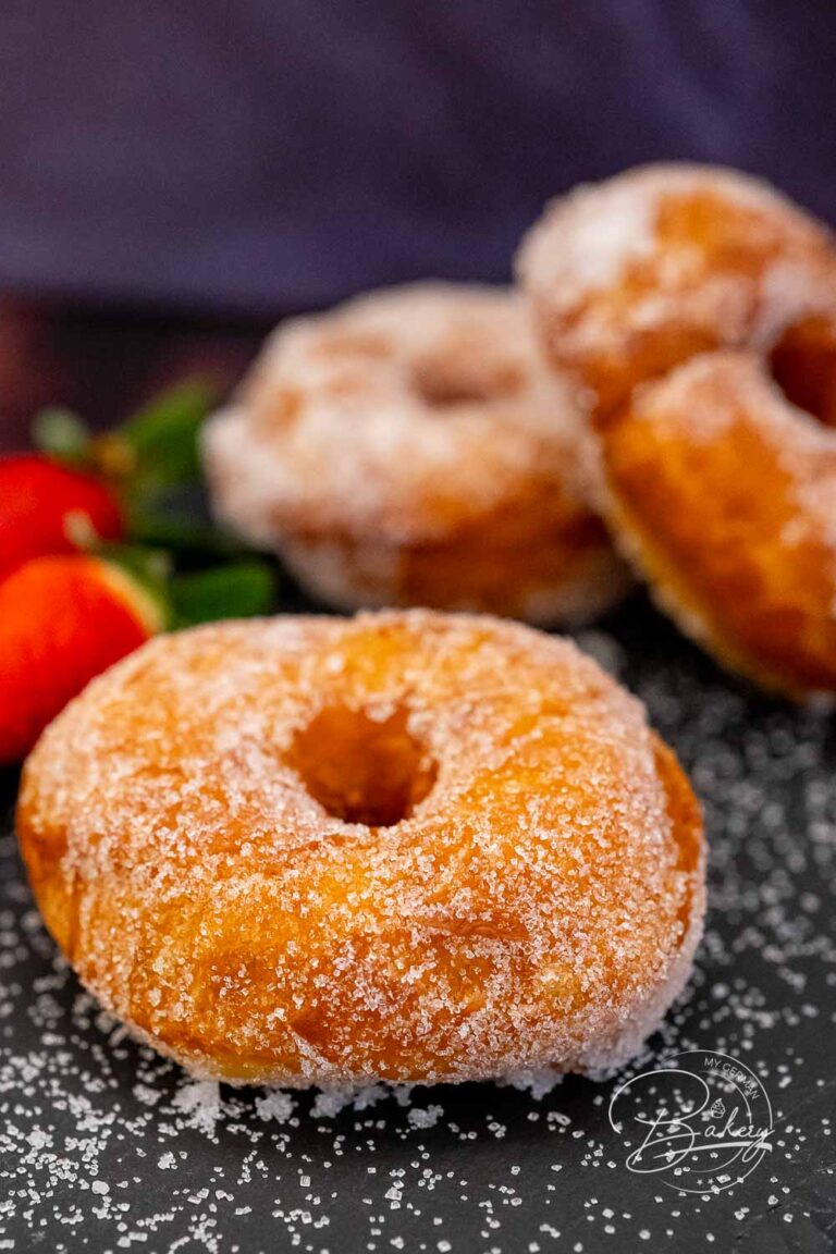 Donuts recipe - delicious, fluffy, easy and quick homemade - Make your own donuts - simple donuts recipe and Berlin variant with yeast dough baked in a pan. Delicious donuts cake rings with sugar, powdered sugar, chocolate.