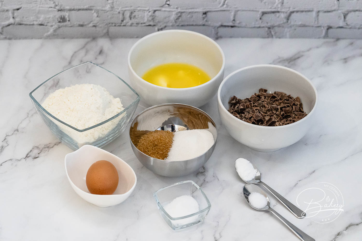 Ingredients for simple Chocolate Cookies Recipe - Best Chocolate Chunk Cookies - Cookies with chocolate chips - chocolate cookies from America, homemade American cookies