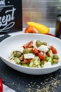 Greek farmer salad - Greek salad with feta - light Greek salad with feta for summer and barbecue - Greek salad with feta cheese - Balkan style summer salad - Healthy food