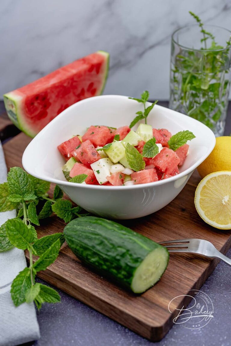 Summer salad with watermelon recipe - Light fitness salad with feta - Fitness salad - Healthy salad with watermelon, cucumber, feta and fresh mint - refreshing and simple